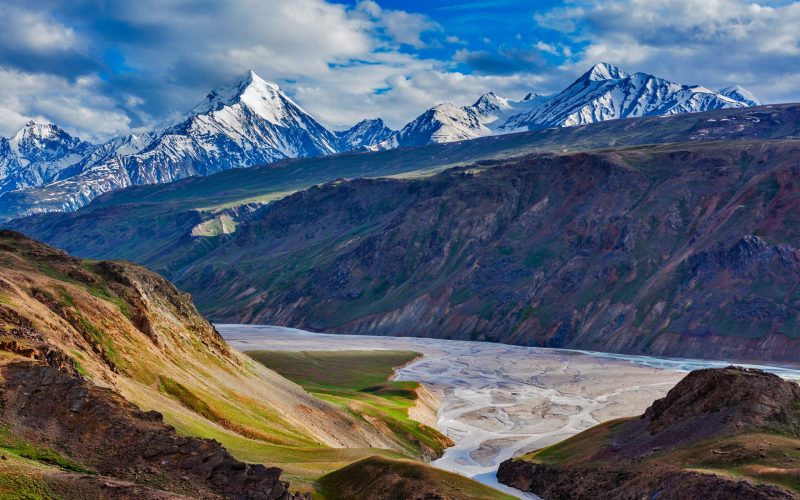 Himalayan landscape near Chandra Tal lake. Spiti Valley, Himachal Pradesh, India
